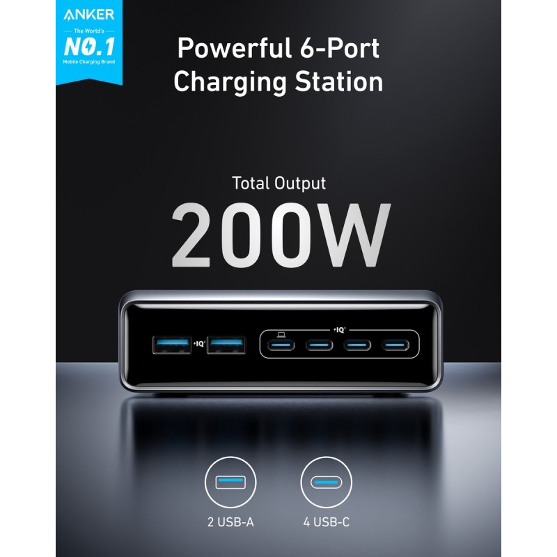 Anker Prime Adapter 200Watt 4xUSB-C 2xUSB-A 2.0 Anker Prime Adapter 200Watt 4xUSB-C 2xUSB-A 2.0